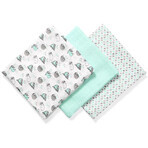 BabyOno, bamboo diaper, mint, 70 x 70 cm, 3 pcs