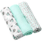 BabyOno, bamboo diaper, mint, 70 x 70 cm, 3 pcs