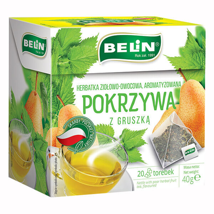 Belin Brennnessel mit Birne, Kräuter- und Früchtetee, aromatisiert, 2 g x 20 Portionsbeutel