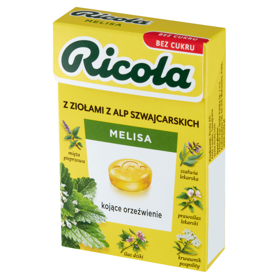 Ricola Melissa, bomboane elvețiene pe bază de plante, fără zahăr, 27.5 g