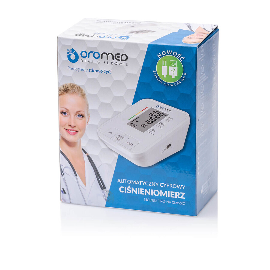 Oromed Oro-N4 Classic, automatisches Oberarm-Blutdruckmessgerät mit Netzteil