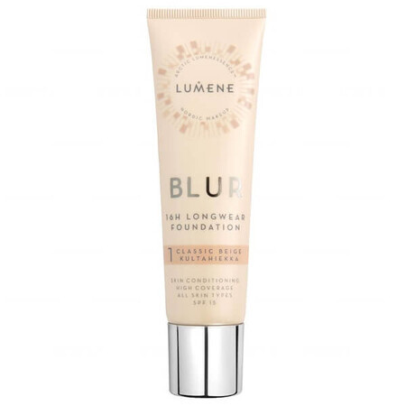 Lumene Blur, Base de maquillaje alisadora, Nº 1, Classic Beig, 30 ml