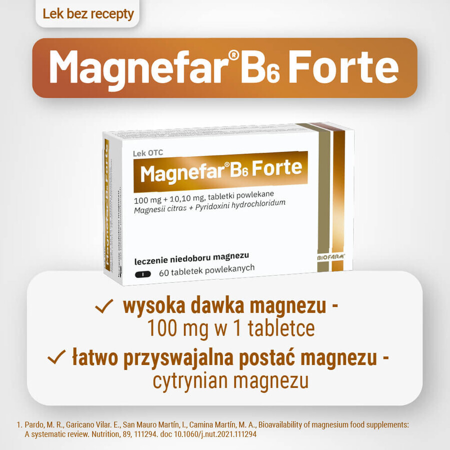 Magnefar B6 Forte 100 mg + 10,10 mg, 60 compresse rivestite con film