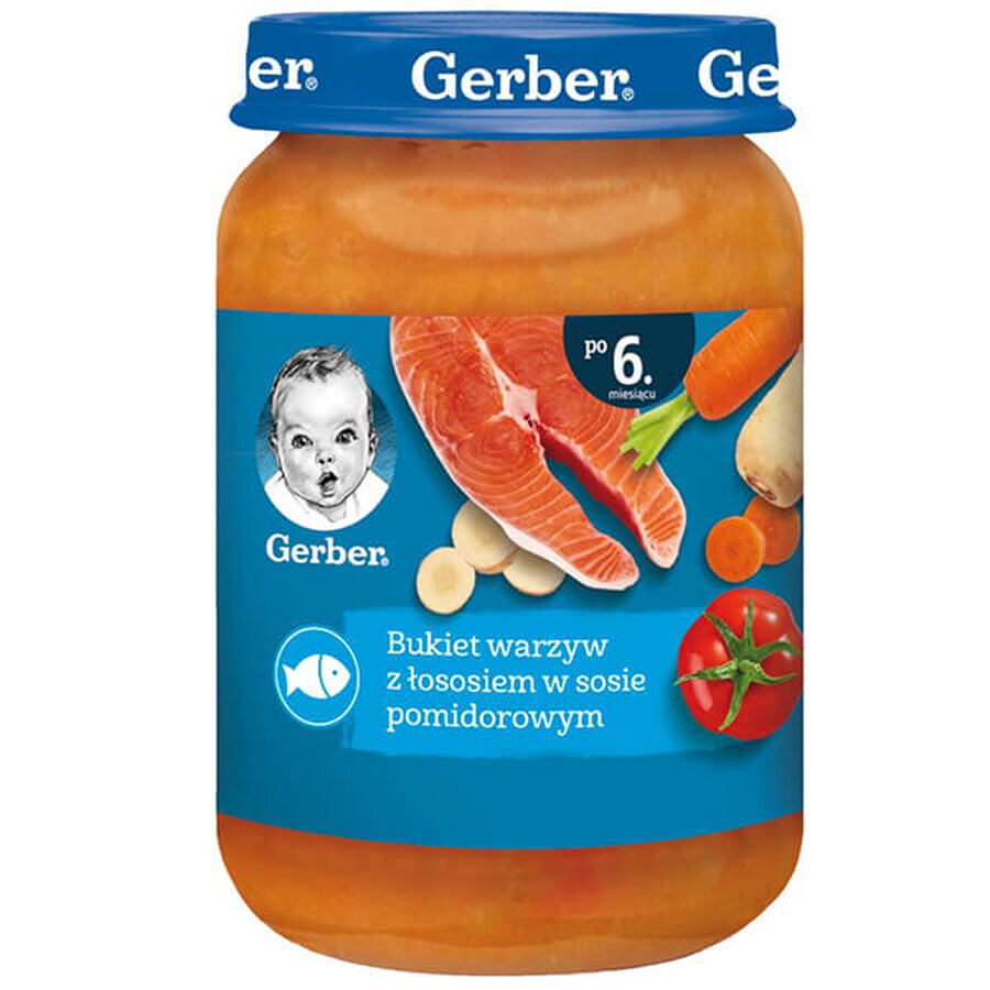 Gerber Dinner, bouquet di verdure con salmone in salsa di pomodoro, dopo 6 mesi, 190 g