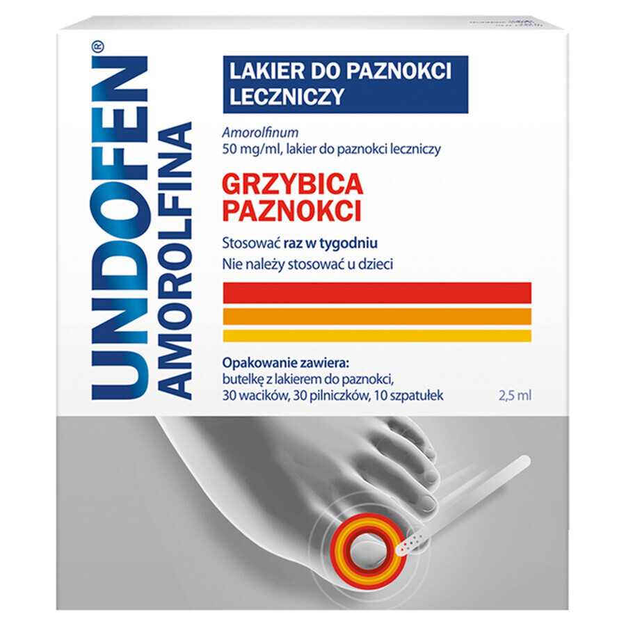 Undofen Amorolfine 50 mg/ml, smalto per unghie, medicinale, 2,5 ml