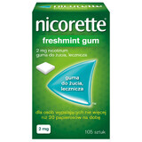 Nicorette FreshMint Gum 2 mg, chicle, medicado, 105 piezas