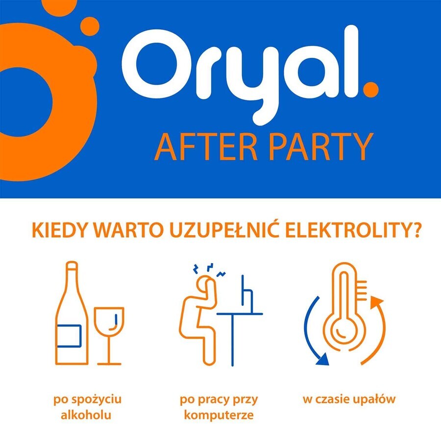 Oryal After Party, sabor naranja, 18 comprimidos efervescentes