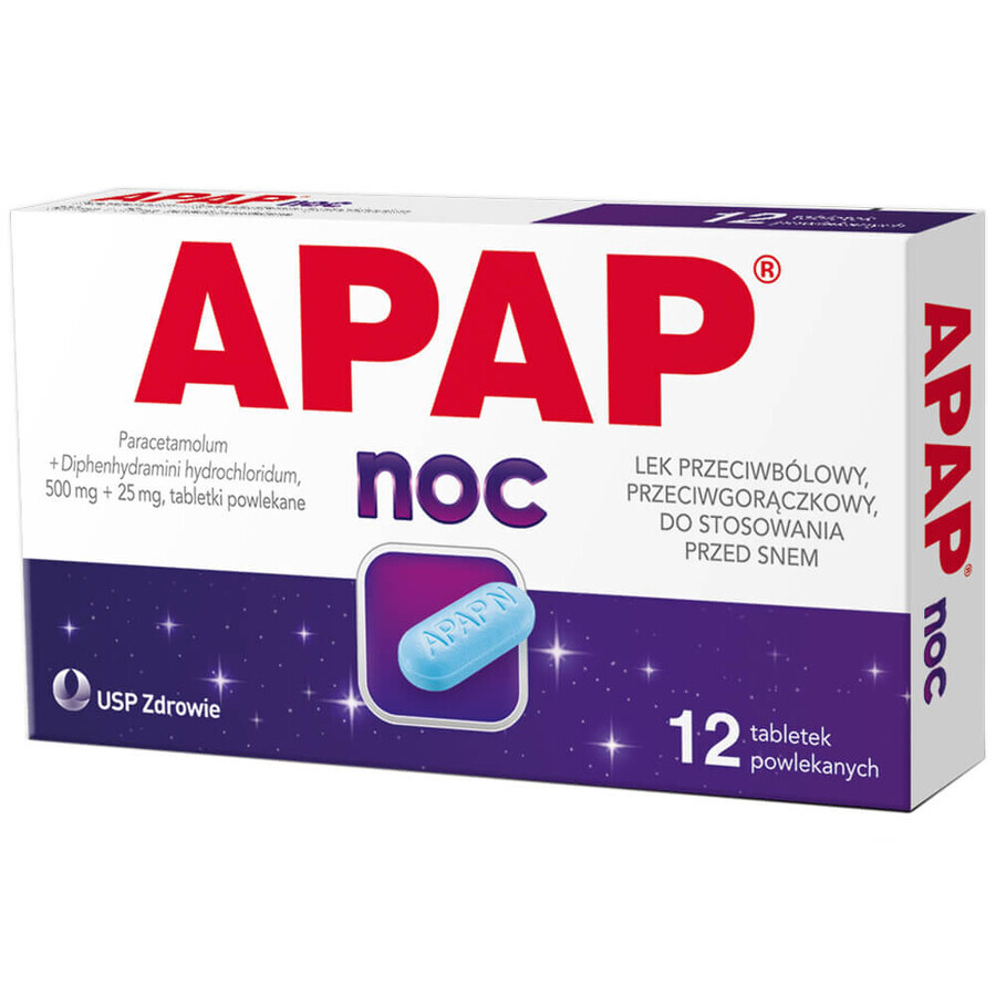 Apap Night 500 mg + 25 mg, 12 Filmtabletten