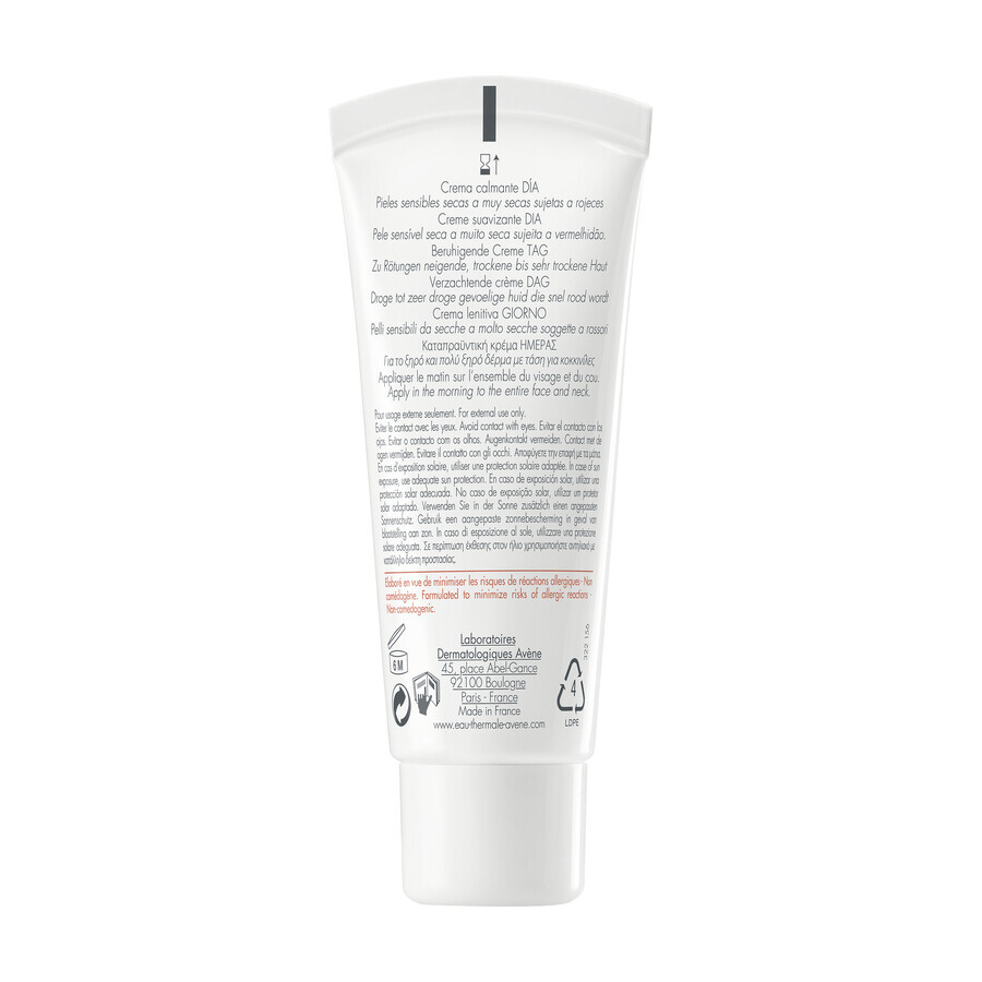 Avene Antirougeurs Jour, crema facial calmante, pieles sensibles y muy secas, SPF 30, 40 ml