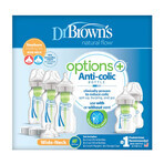 Dr Brown's Options+, Large Starter Set, Standard Anti-Colic Bottles, Wide Neck, 3 x 270ml + 2 x 150ml