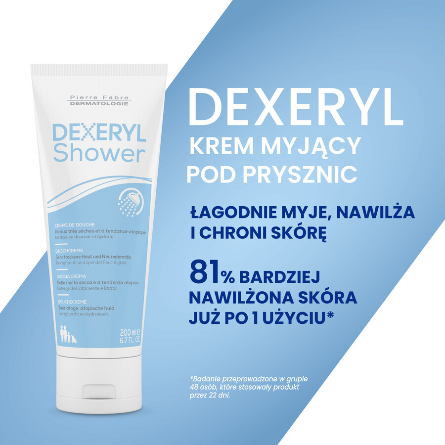 Dexeryl, shower, cleansing cream for babies, children and adults, very dry skin prone to atopy, 200 ml