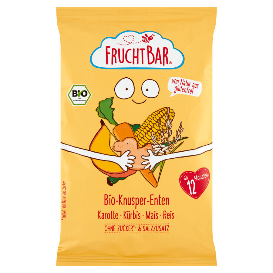 Fruchtbar Mais- und Reis-Chips, Karotte und Kürbis BIO, nach 12 Monaten, 30 g