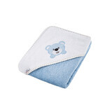 Bocioland, bathrobe, 100 x 100 cm, terry towel, hooded towel, blue teddy bear, 1 pc