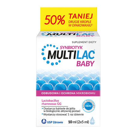 Multilac Baby Synbiotic, Tropfen für Kinder ab 2 Monaten, 2 x 5 ml