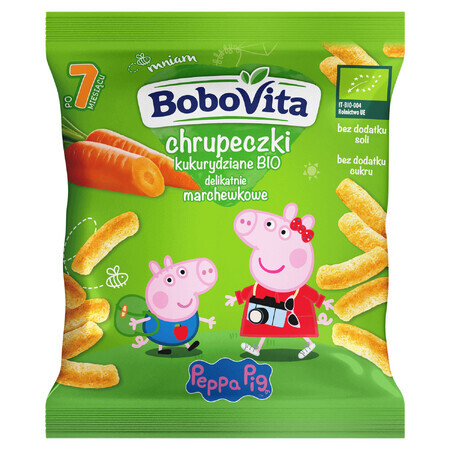 BoboVita Piggy Peppa Corn Crisps Bio, zanahoria blanda, después de 7 meses, 20 g