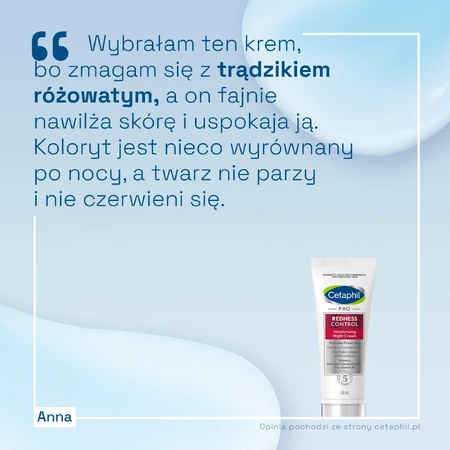 Cetaphil Pro Redness Control, moisturizing night cream, sensitive skin, 50 ml