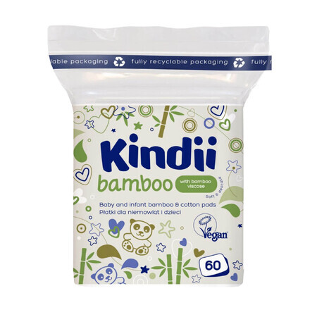 Cleanic Kindii Bamboo, Wattepads für Säuglinge und Kinder, 60 Stück