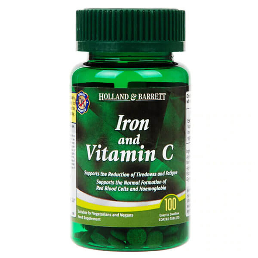 Holland &amp; Barrett Fier și vitamina C, 100 comprimate