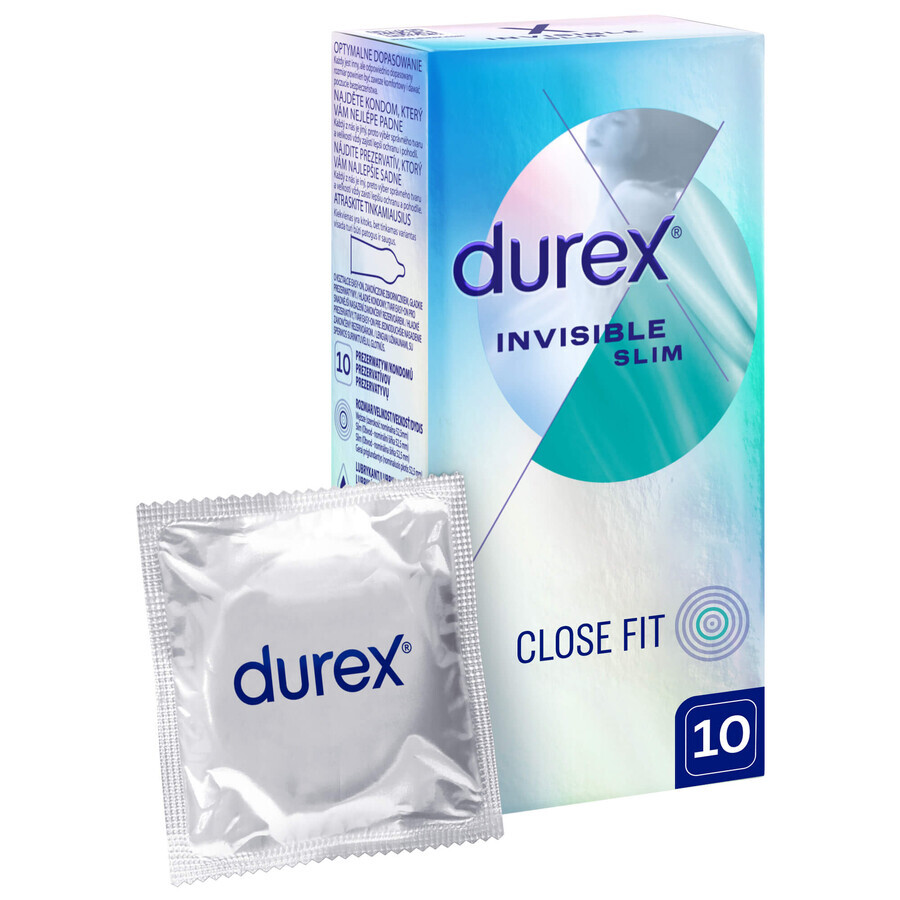 Durex Invisible Close Fit, passende Kondome, 10 Stück