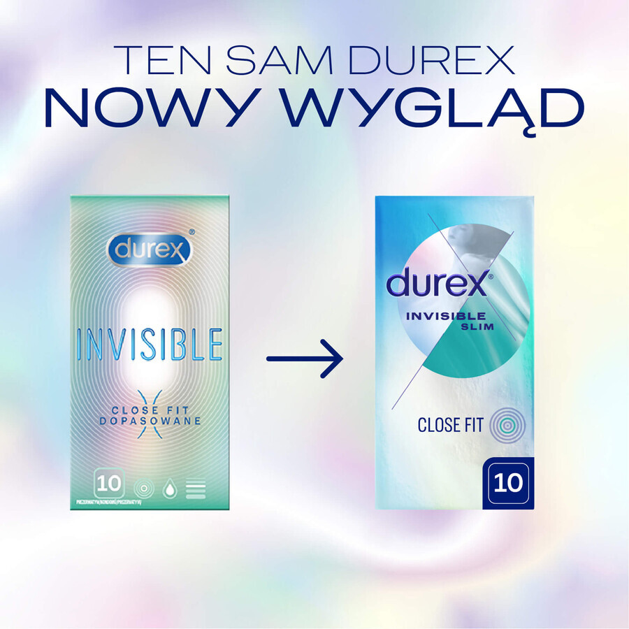 Durex Invisible Close Fit, passende Kondome, 10 Stück