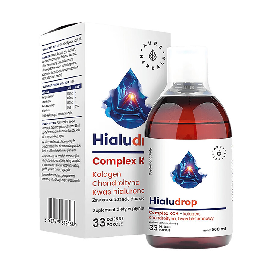 Aura Herbals, Hialudrop Complex, collagène, chondroïtine, acide hyaluronique, 500 ml