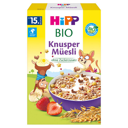 HiPP Musli Bio, banane et fraise, sans sucre ajouté, à partir de 15 mois, 200 g