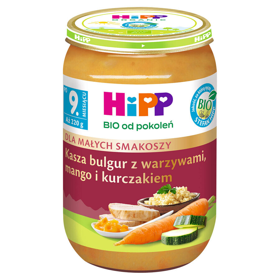 HiPP Bio-Gericht, Bulgurgrütze mit Gemüse, Mango und Huhn, nach 9 Monaten, 220 g 