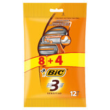 BIC 3 Sensitive Pouch, Rasierer für Männer, drei Klingen, 12 Stück