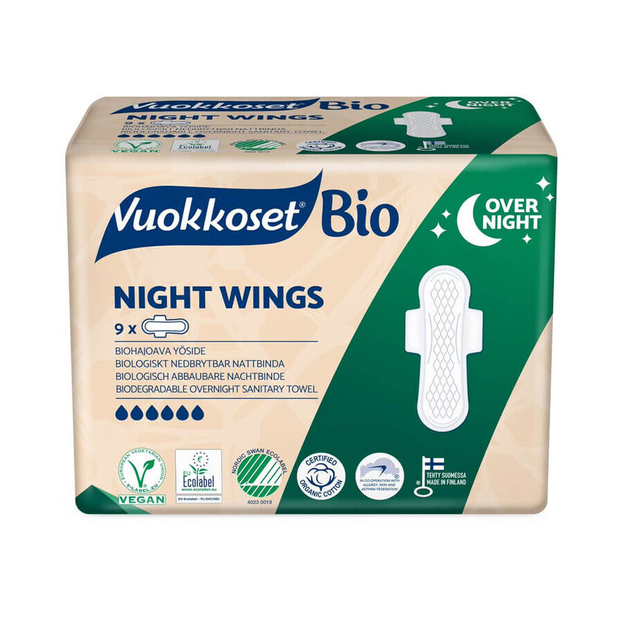 Vuokkoset, Nachttücher aus Bio-Baumwolle, 100% Bio, Normal Wings, 9 Stück