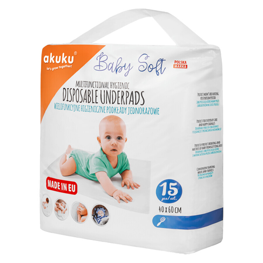 AKUKU Baby Soft, Einwegbinden, 40 x 60 cm, A0500, 15 Stück