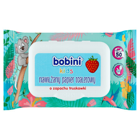 Bobini Kids, papel higiénico húmedo para niños, fresa, 50 unidades