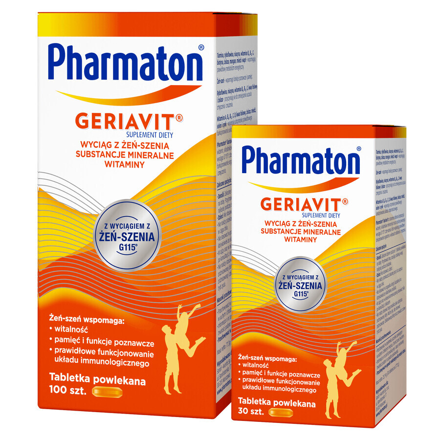 Pharmaton Geriavit set, 100 filmomhulde tabletten + 30 tabletten als geschenk