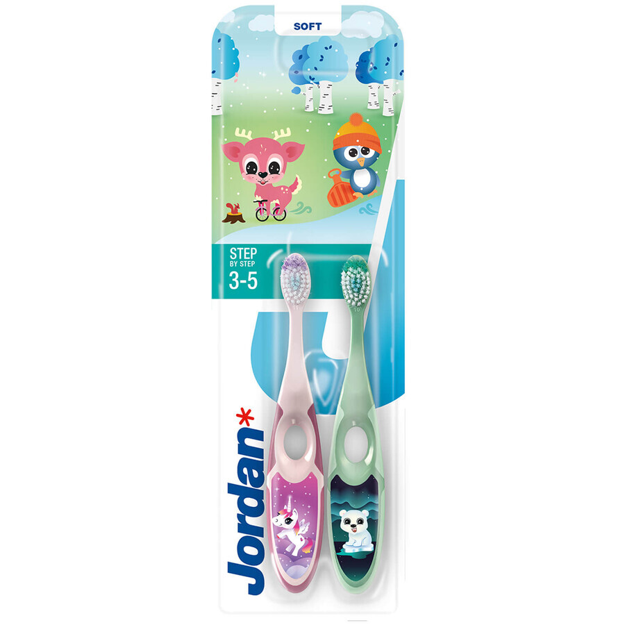 Jordan Step by Step, Kinderzahnbürste, 3-5 Jahre, Soft, 2 Stück