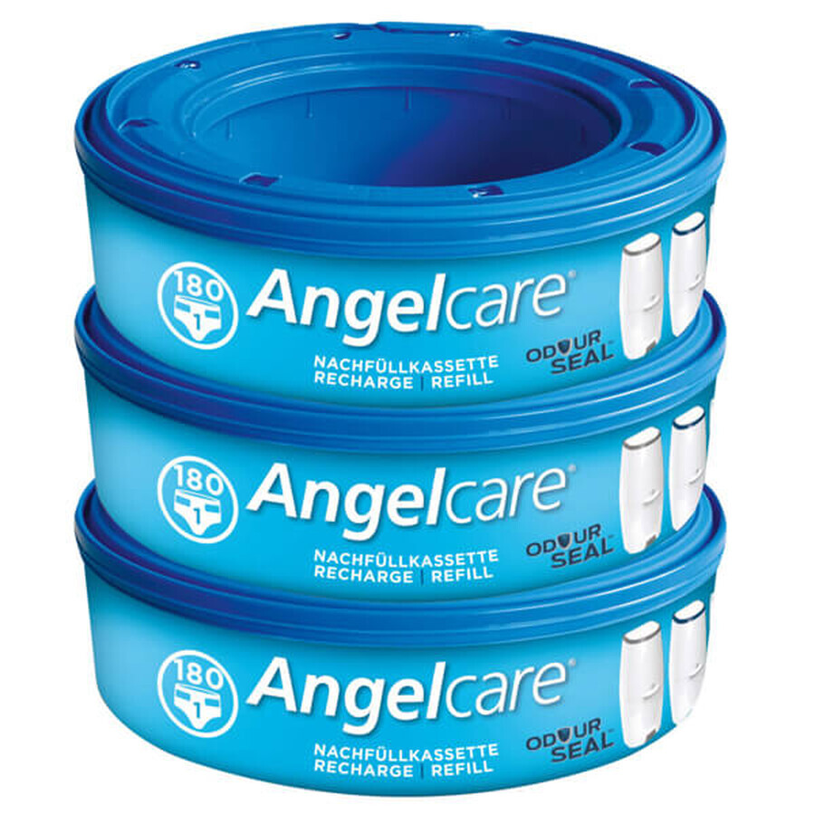 Angelcare, Poubelle à couches classique, blanche, 1 pièce + recharge, 3 pièces