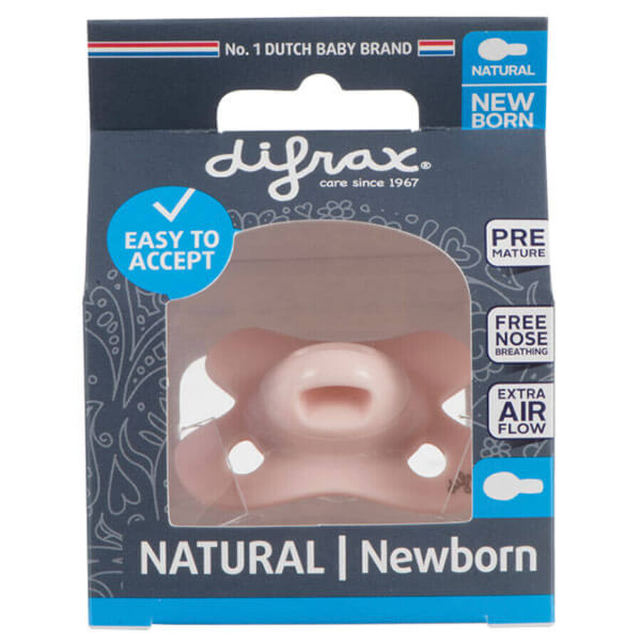 Difrax Natural, sucette, silicone, ronde, Blossom, pour prématurés et nouveau-nés jusqu'à 2 mois, 1 pièce