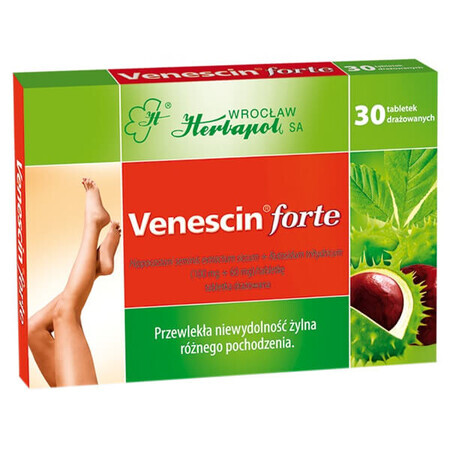 Venescin forte 100 mg + 60 mg, 30 irritated tablets