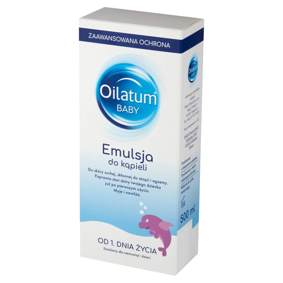 Oilatum Baby Advanced Protection, emulsión de baño desde el 1er día de vida, 500 ml