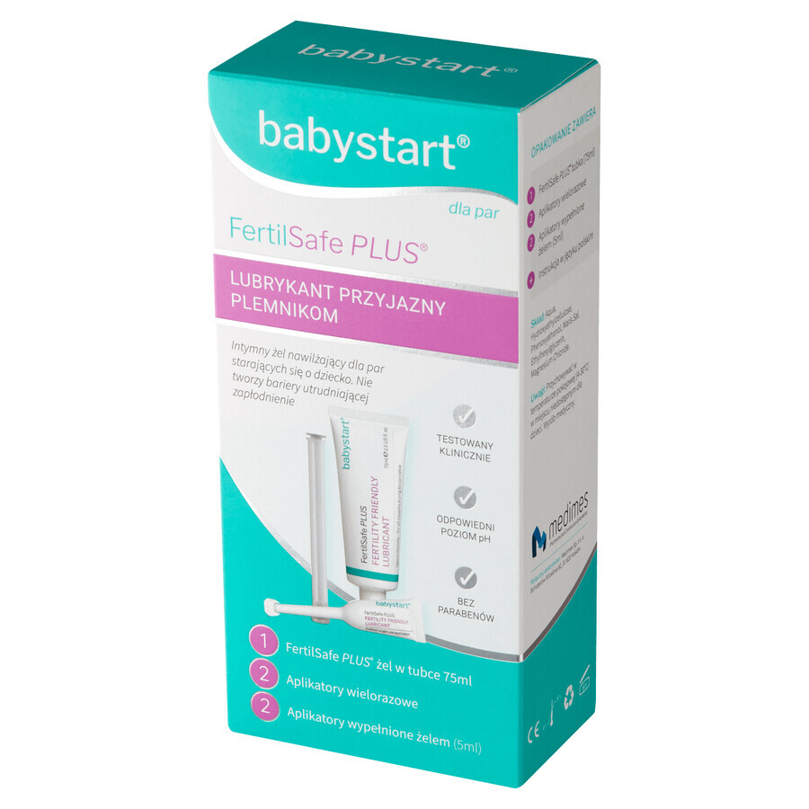 Babystart Fertilsafe Plus, feuchtigkeitsspendendes Intimgel für Paare mit Kinderwunsch, 75 ml + Applikator, 2 x 5 ml