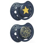 Lovi Stardust, fopspeen, silicone, dynamisch, Blauw, 6-18 maanden, 2 stuks