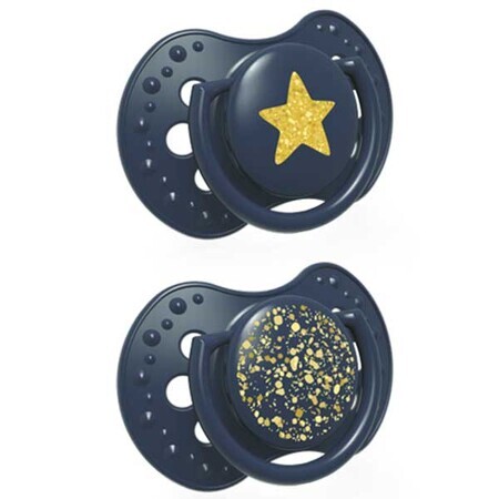 Lovi Stardust, fopspeen, silicone, dynamisch, Blauw, 6-18 maanden, 2 stuks