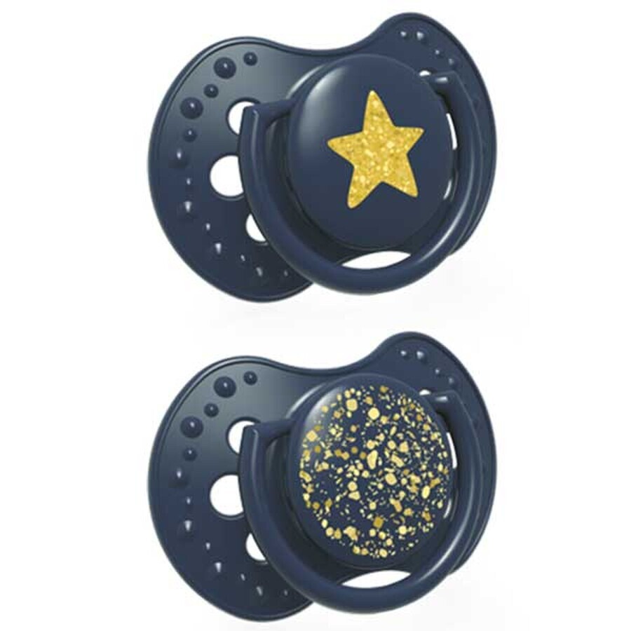 Lovi Stardust, fopspeen, silicone, dynamisch, Blauw, 6-18 maanden, 2 stuks