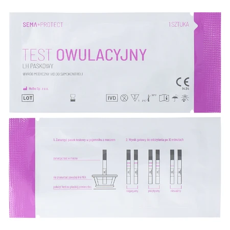SEMA Protect, test cu bandă de ovulație LH, sensibil 25 mIU/ml, 5 unități