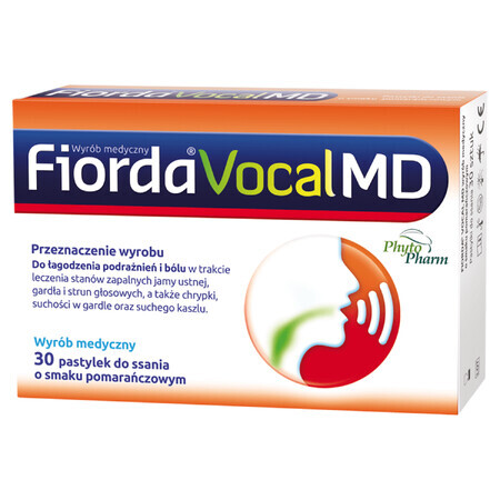 Fiorda Vocal MD, aromă de portocale, 30 pastiluțe