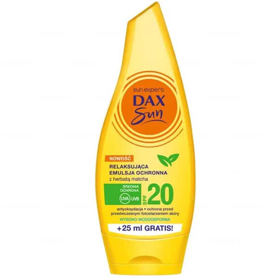 DAX Sun, émulsion protectrice relaxante au thé matcha, SPF 20, 175 ml