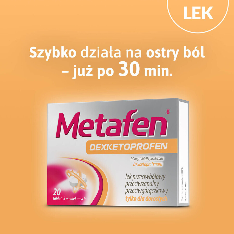 Metafen Dexketoprofene 25 mg, 20 compresse rivestite con film