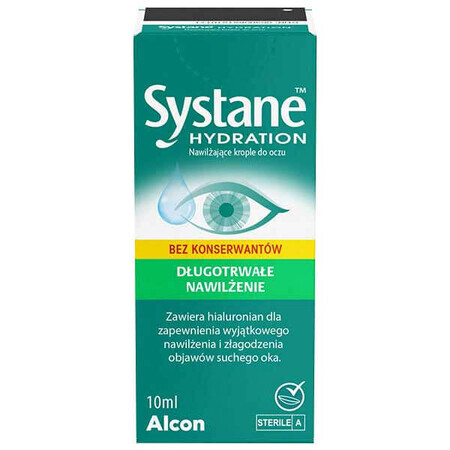 Systane Hydration, feuchtigkeitsspendende Augentropfen, konservierungsmittelfrei, 10 ml