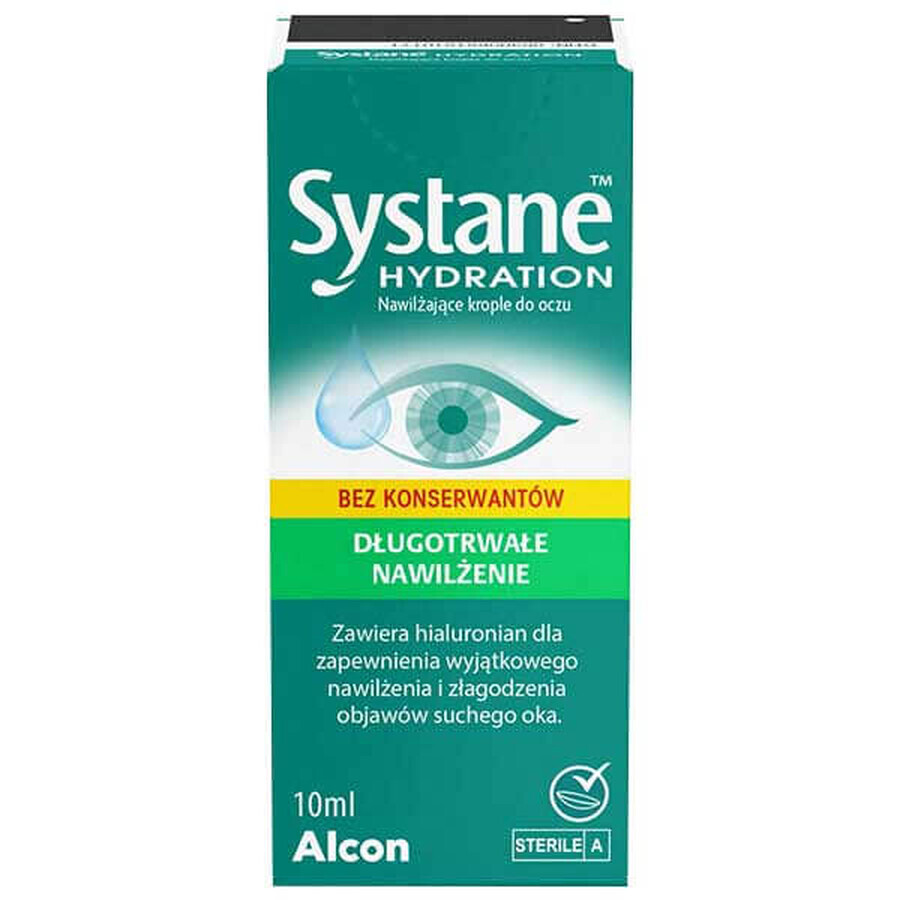 Systane Hydration, feuchtigkeitsspendende Augentropfen, konservierungsmittelfrei, 10 ml