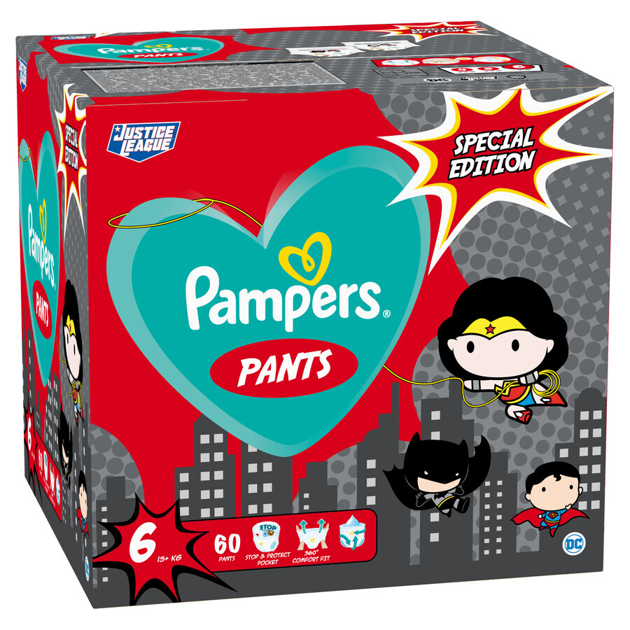 Pampers Pants, Windeln, Justice League, Größe 6, 15+ kg, 60 Stück