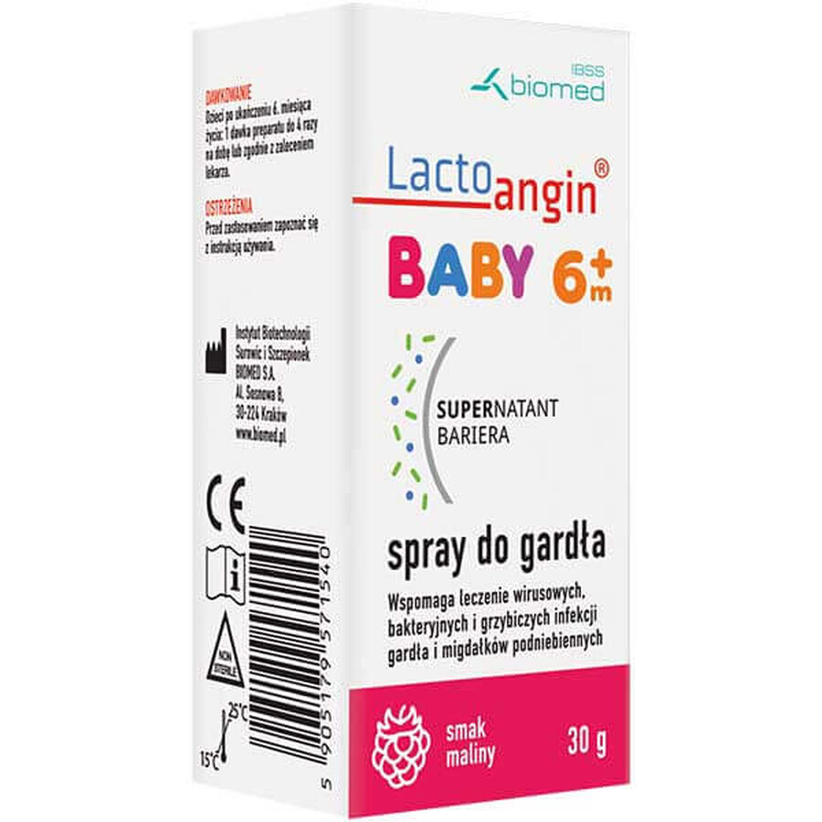 Lactoangin Baby, Rachenspray, Himbeergeschmack, ab 6 Monaten, 30 g