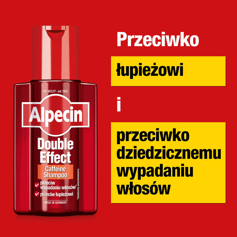 Alpecin Double Efect, Shampoo mit Koffein gegen Haarausfall und gegen Schuppen, 200 ml